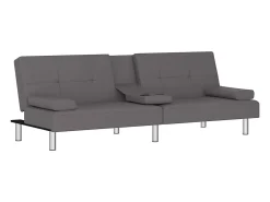 Sofá cama con portavasos cuero sintético gris