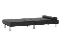 Sofá cama con portavasos cuero sintético negro