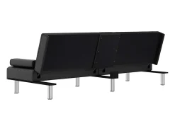 Sofá cama con portavasos cuero sintético negro