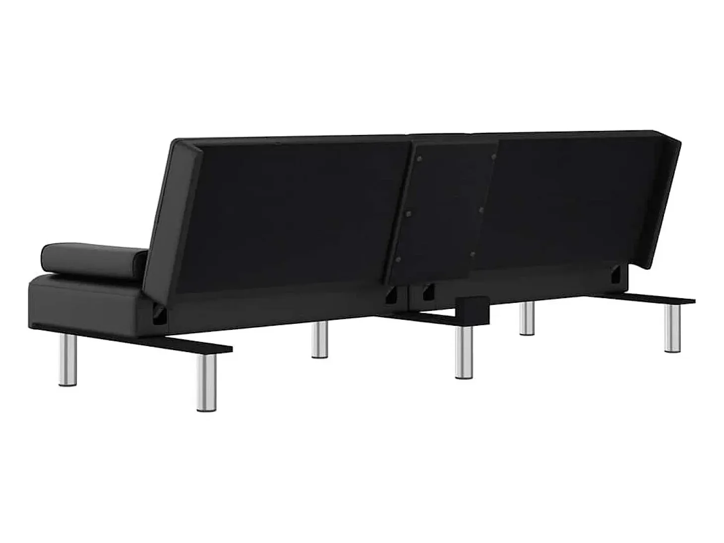 Sofá cama con portavasos cuero sintético negro