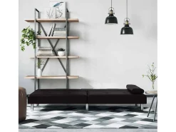 Sofá cama con portavasos cuero sintético negro