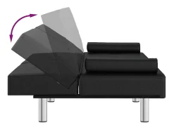 Sofá cama con portavasos cuero sintético negro