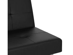 Sofá cama con portavasos cuero sintético negro