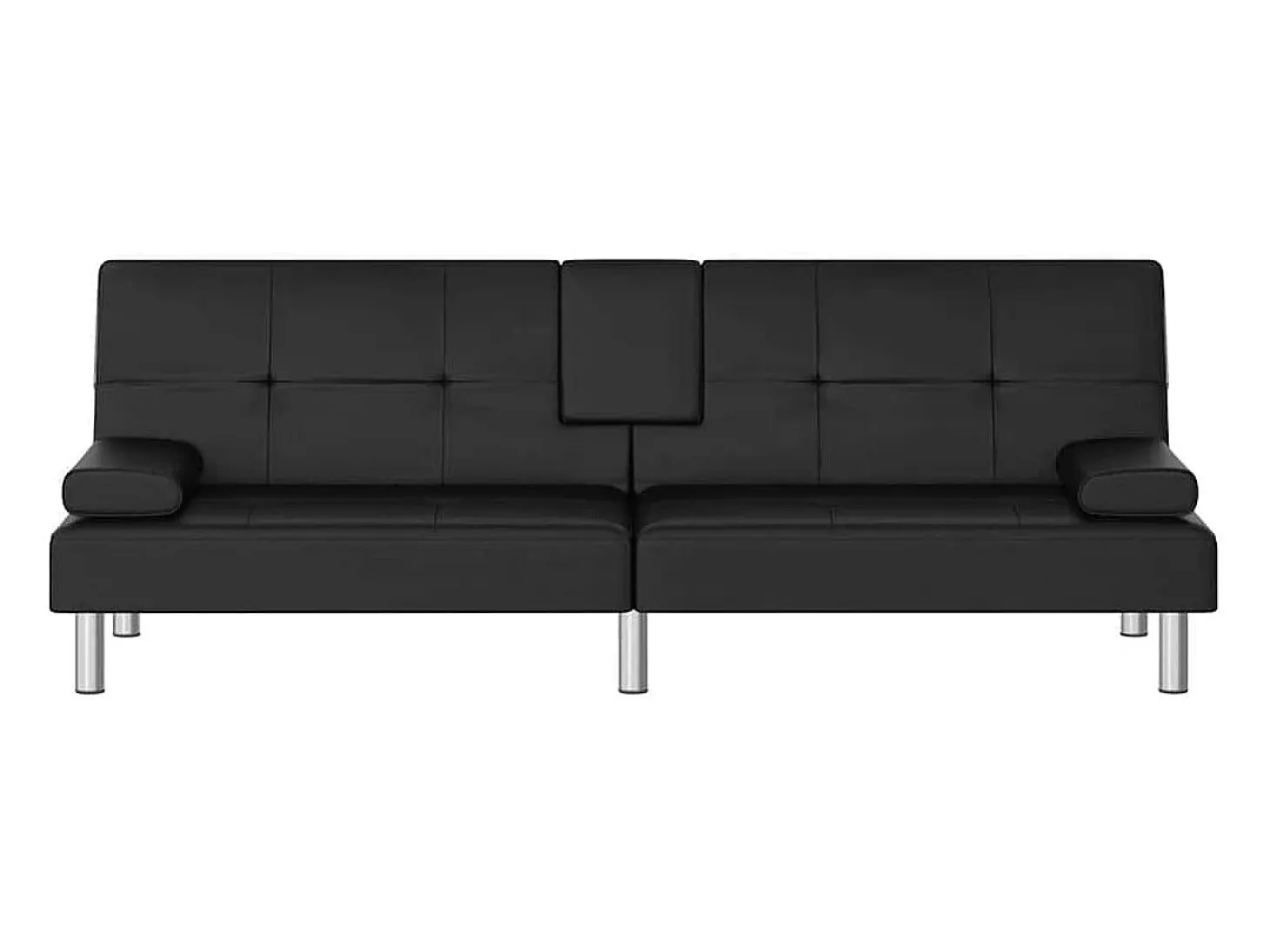 Sofá cama con portavasos cuero sintético negro
