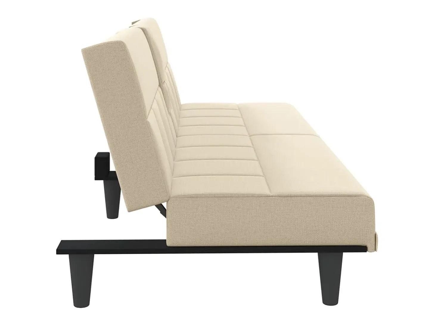 Sofá cama con portavasos tela crema