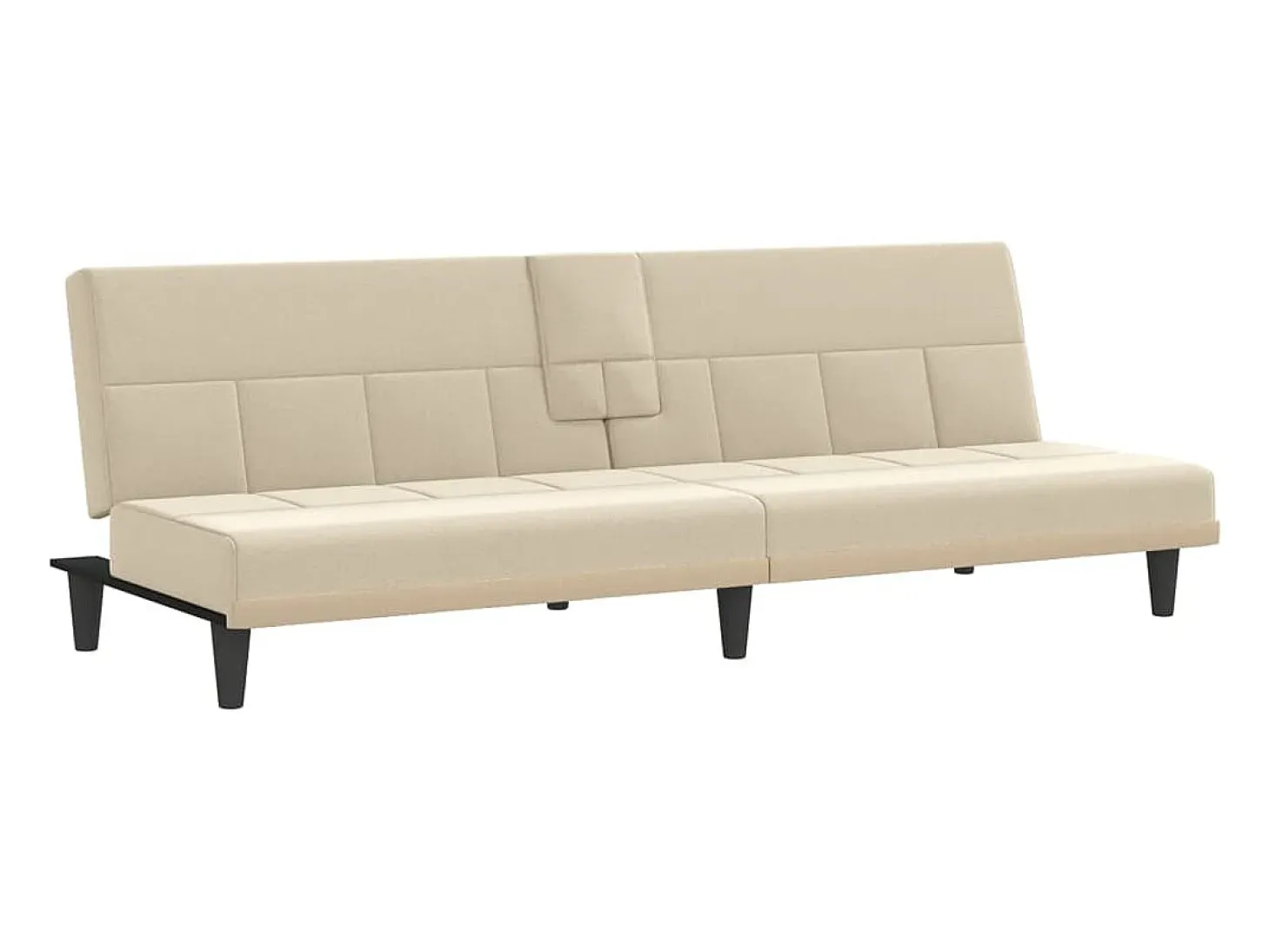 Sofá cama con portavasos tela crema