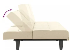 Sofá cama con portavasos tela crema