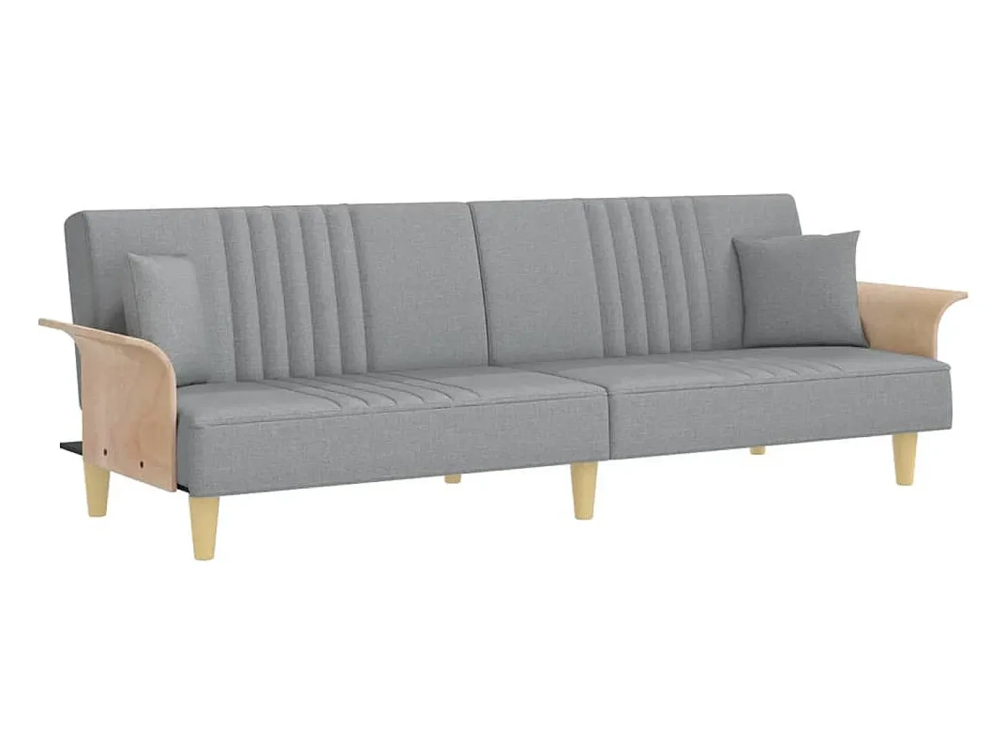 Sofá cama con reposabrazos tela gris claro