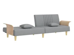 Sofá cama con reposabrazos tela gris claro