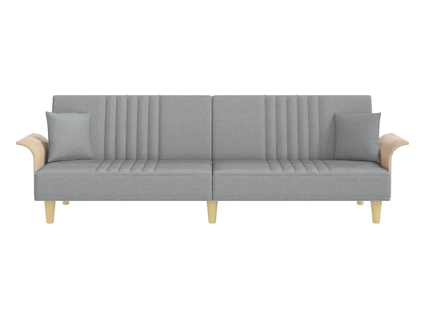 Sofá cama con reposabrazos tela gris claro