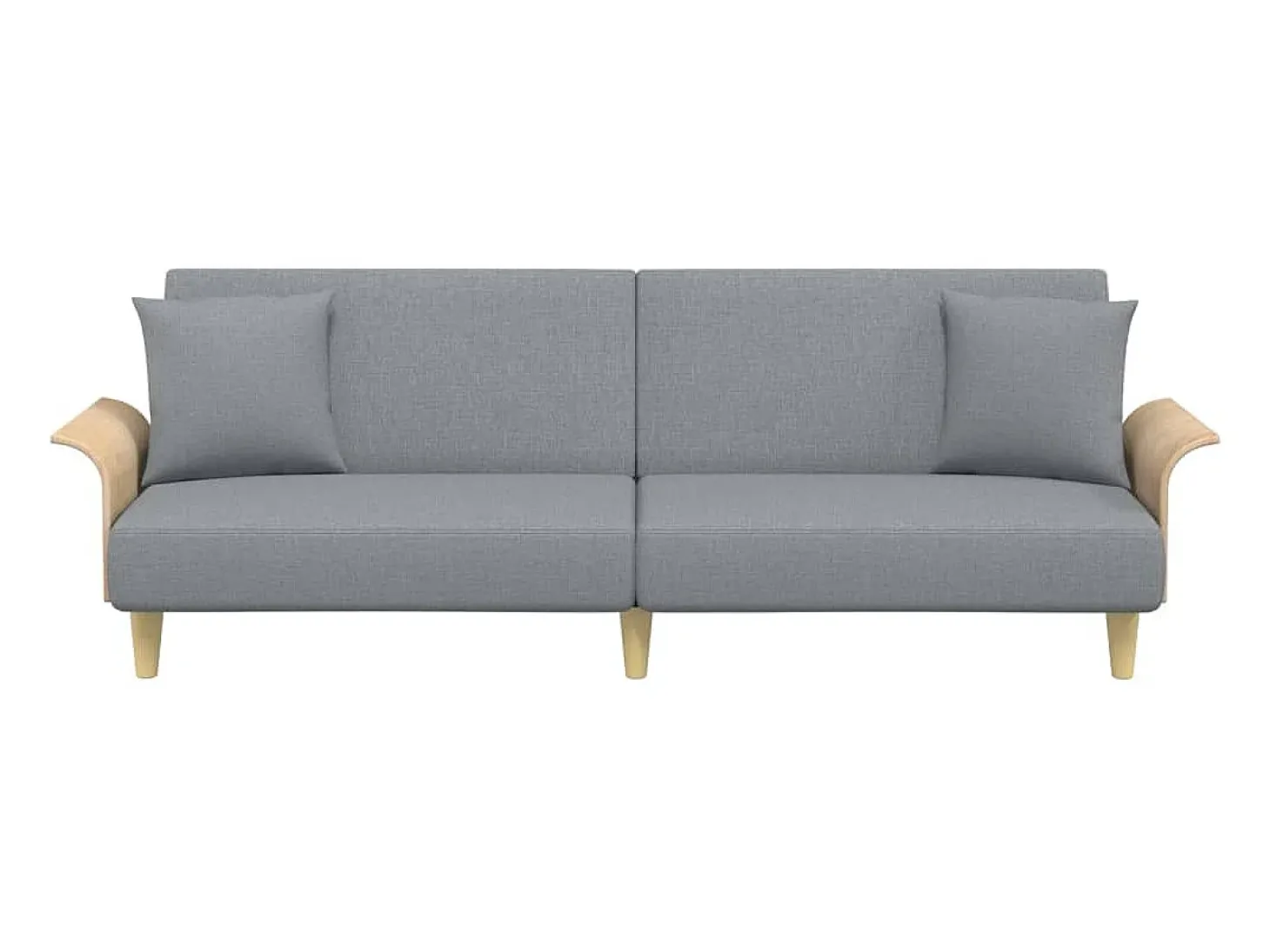 Sofá cama con reposabrazos tela gris claro