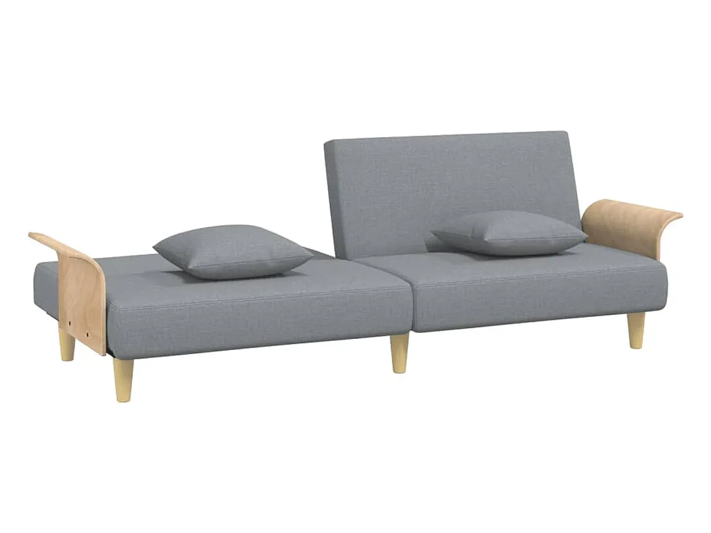 Sofá cama con reposabrazos tela gris claro