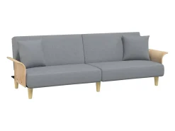Sofá cama con reposabrazos tela gris claro