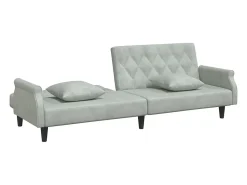 Sofá cama con reposabrazos terciopelo gris claro