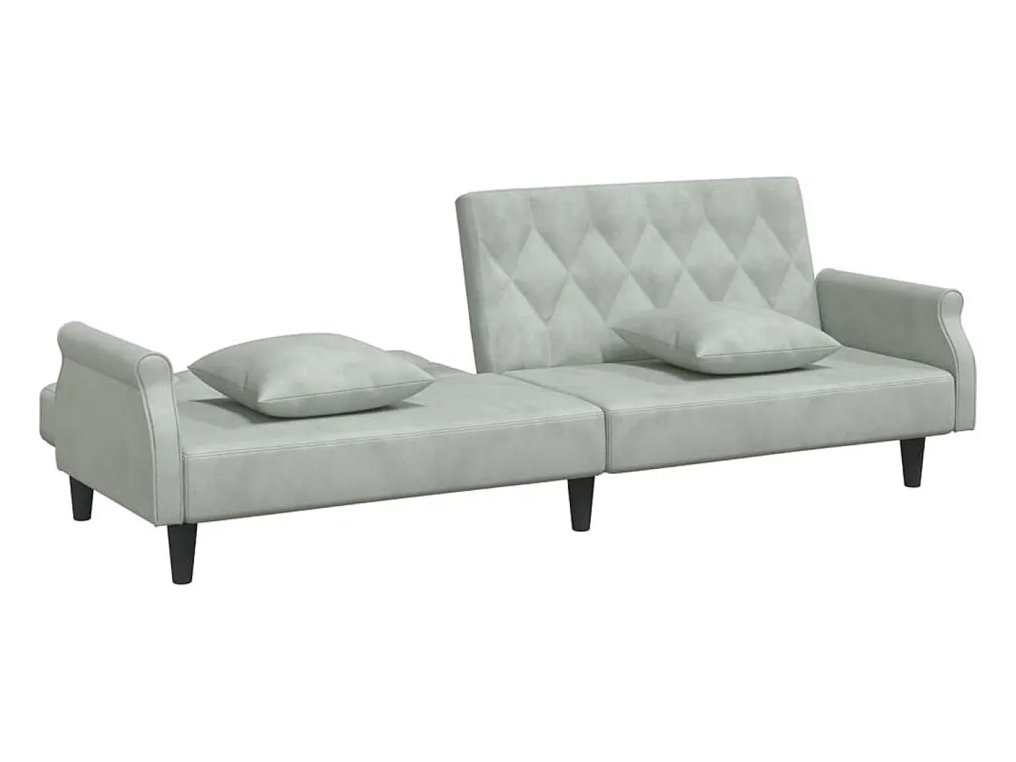 Sofá cama con reposabrazos terciopelo gris claro