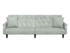 Sofá cama con reposabrazos terciopelo gris claro