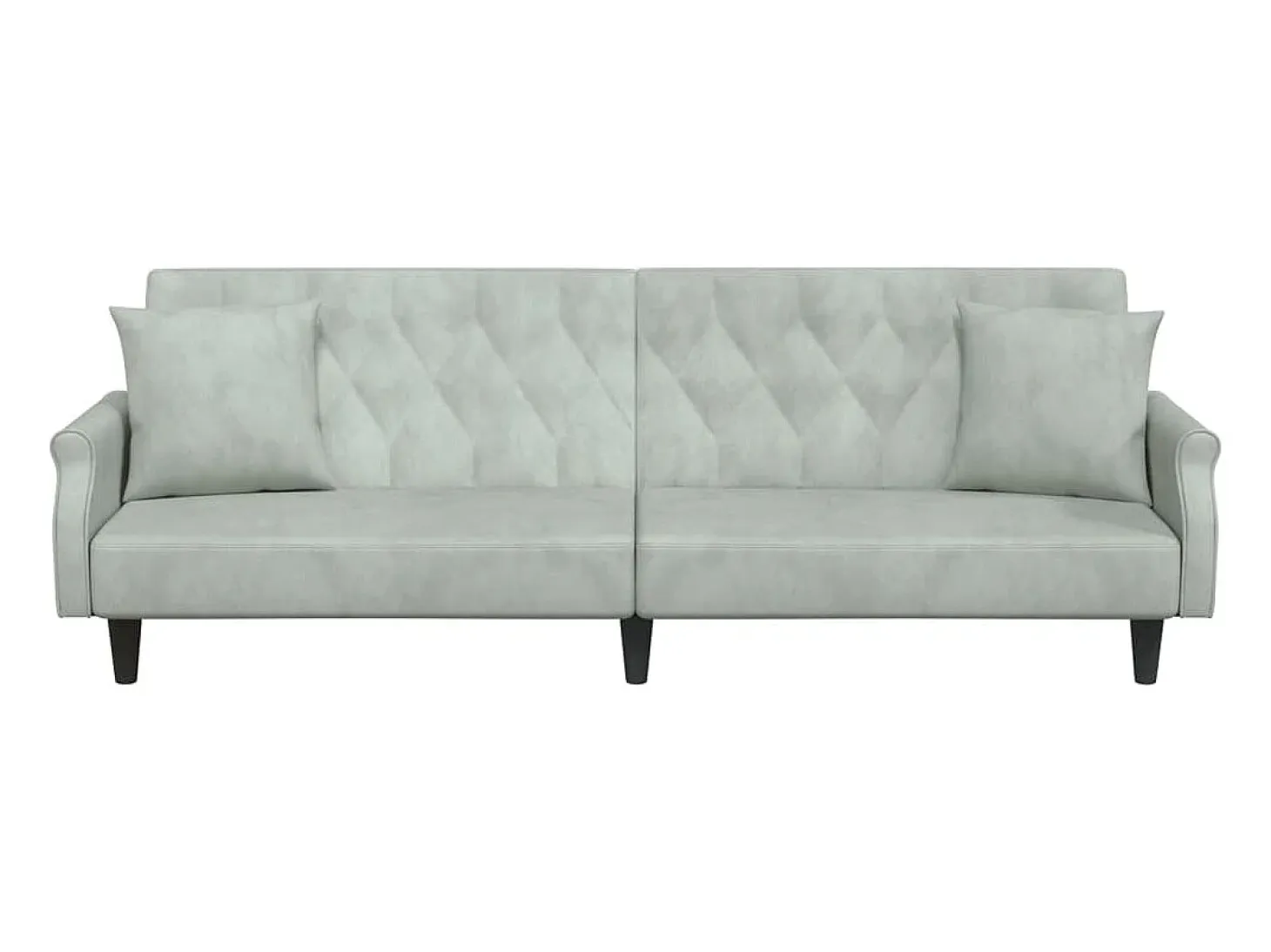 Sofá cama con reposabrazos terciopelo gris claro