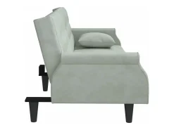 Sofá cama con reposabrazos terciopelo gris claro