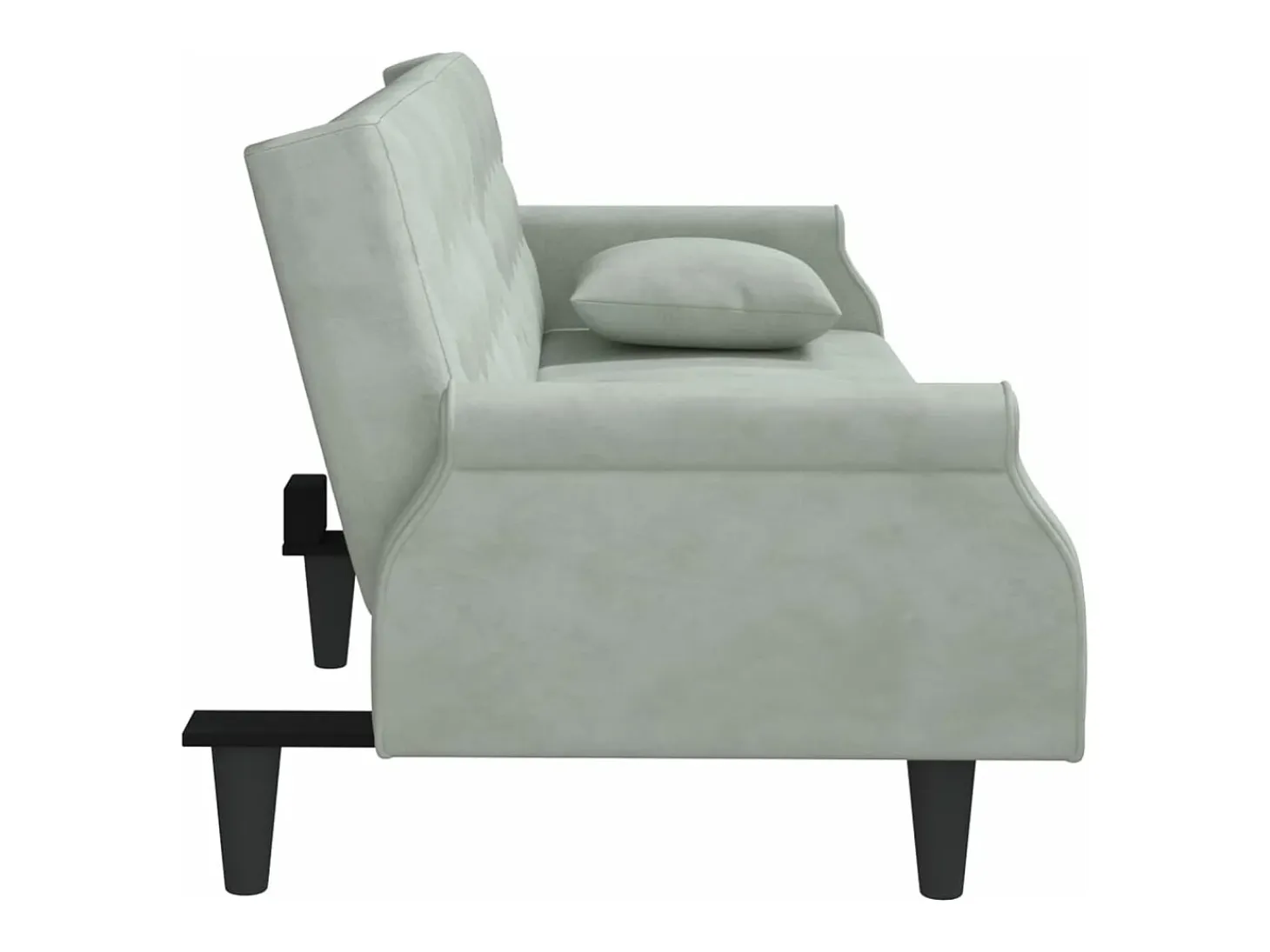 Sofá cama con reposabrazos terciopelo gris claro