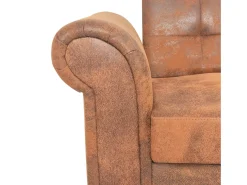 Sofá cama convertible con reposabrazos de ante sintético marrón