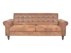 Sofá cama convertible con reposabrazos de ante sintético marrón