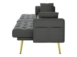 Sofá cama convertible de 2 plazas - Portavasos, 2 soportes lumbares y bolsillos laterales - Terciopelo gris