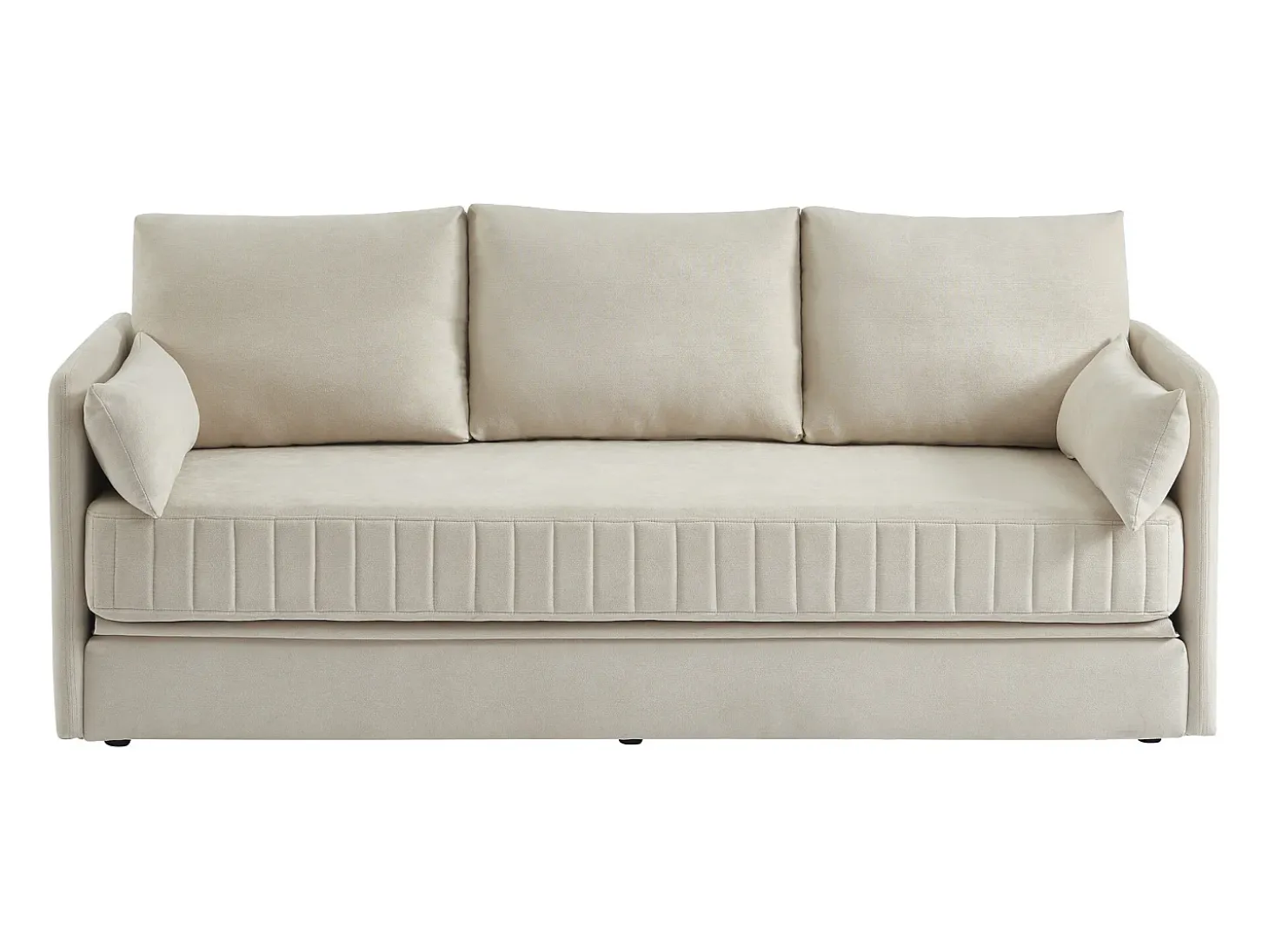 Sofá cama convertible de 3 plazas de tela color beige GRECCO