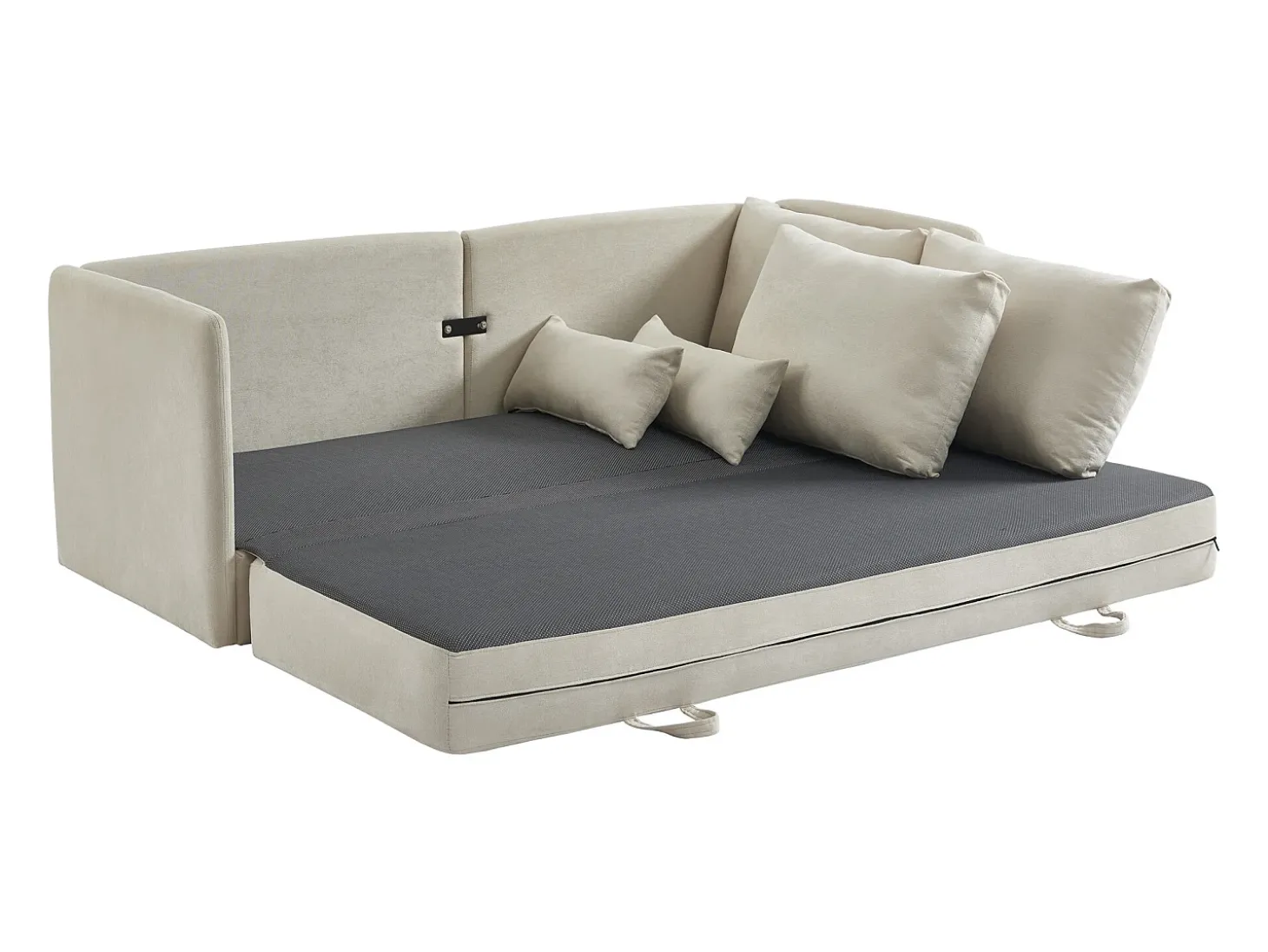 Sofá cama convertible de 3 plazas de tela color beige GRECCO