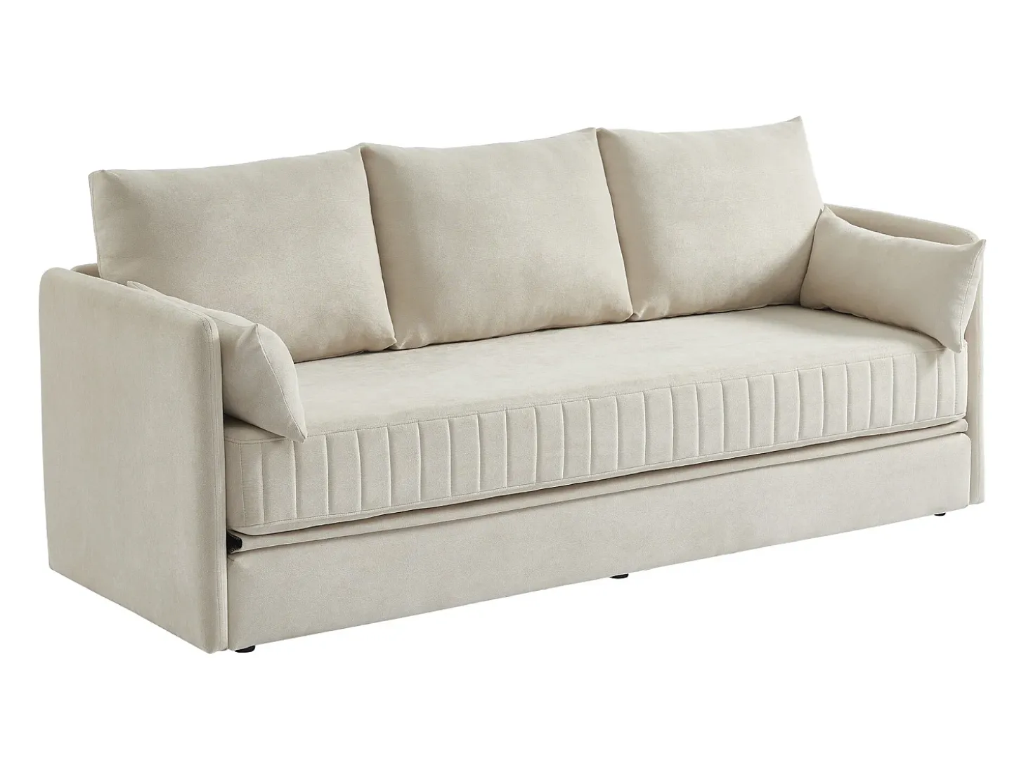 Sofá cama convertible de 3 plazas de tela color beige GRECCO