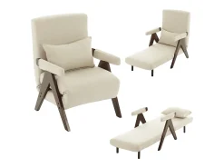 Sofá cama convertible tres en uno, silla plegable tapizada, nogal