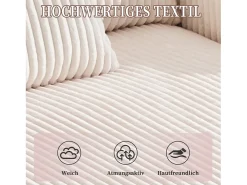 Sofá cama de 3 plazas - 142 x 128 x 85 cm - con portavasos + puertos USB + LED - terciopelo - beige