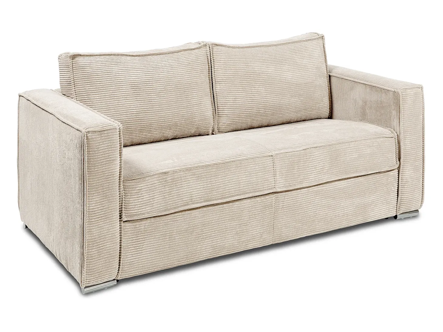 Sofá cama de 4 plazas con apertura italiana de pana beige LORETO