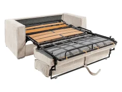 Sofá cama de 3 plazas con apertura italiana de pana beige LORETO