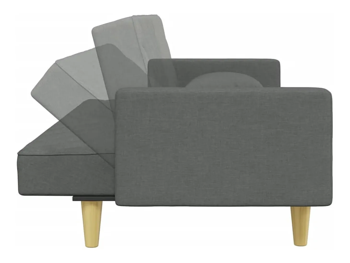 Sofá cama de 2 plazas con almohadas y taburete tela gris oscuro