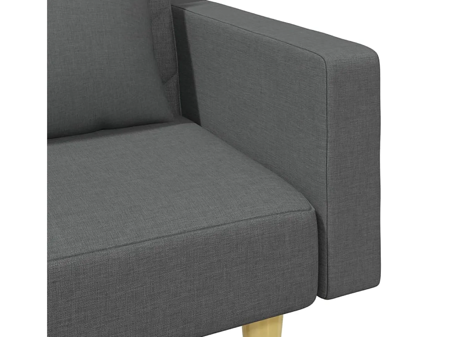 Sofá cama de 2 plazas con almohadas y taburete tela gris oscuro