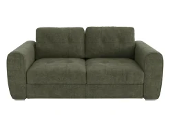 Sofá cama de 3 plazas con convertible de apertura rápida de tela verde - 140 cm de ancho de cama - Colchón de 22 cm BOLIPO
