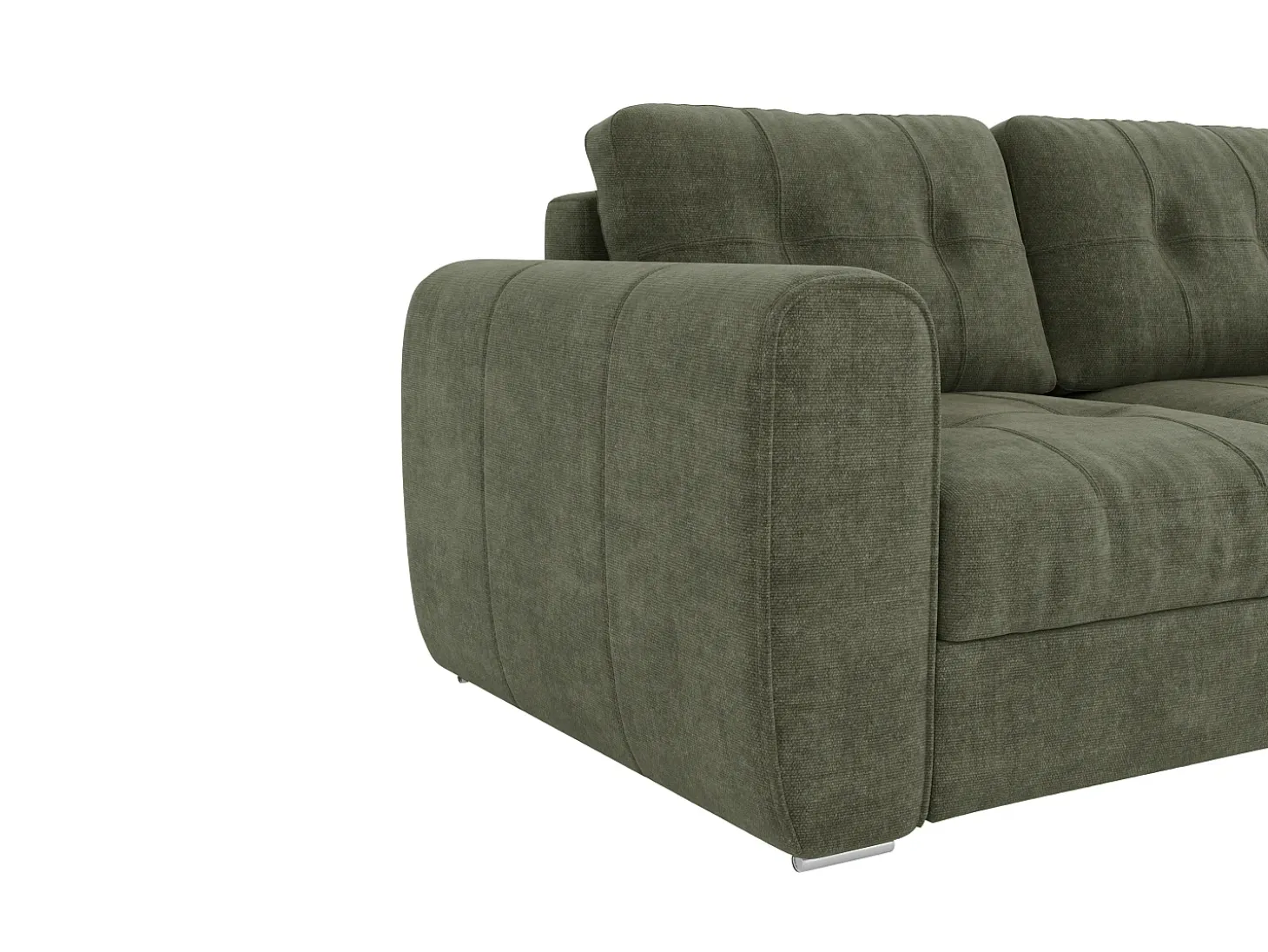 Sofá cama de 3 plazas con convertible de apertura rápida de tela verde - 140 cm de ancho de cama - Colchón de 22 cm BOLIPO