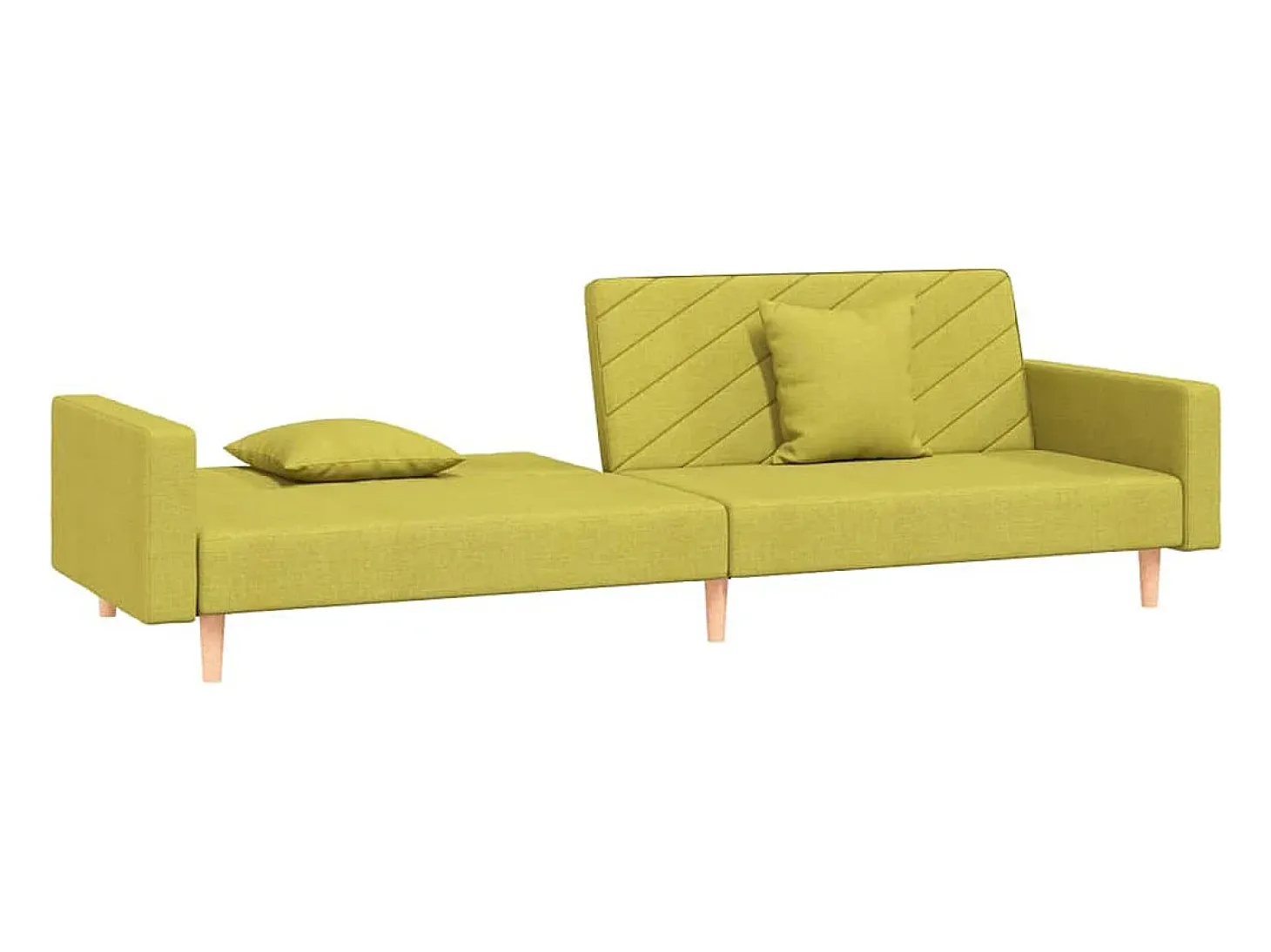 Sofá cama de 2 plazas con dos almohadas tela verde