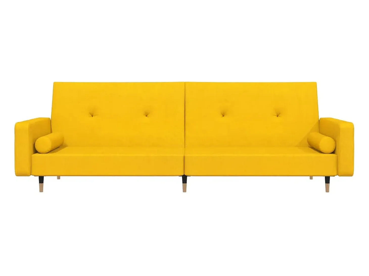 Sofá cama de 2 plazas con dos almohadas terciopelo amarillo