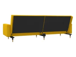 Sofá cama de 2 plazas con dos almohadas terciopelo amarillo