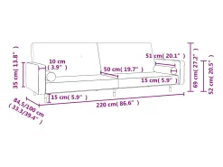 Sofá cama de 2 plazas con dos almohadas terciopelo amarillo