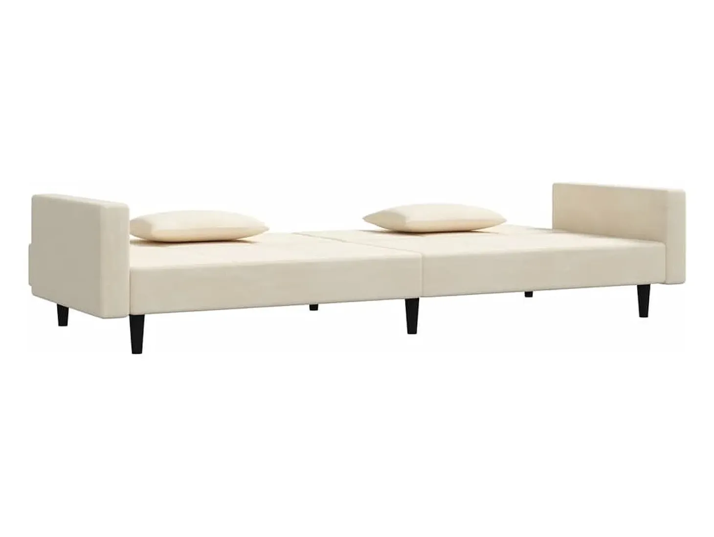 Sofá cama de 2 plazas con dos almohadas terciopelo color crema