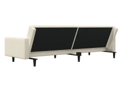 Sofá cama de 2 plazas con dos almohadas terciopelo color crema