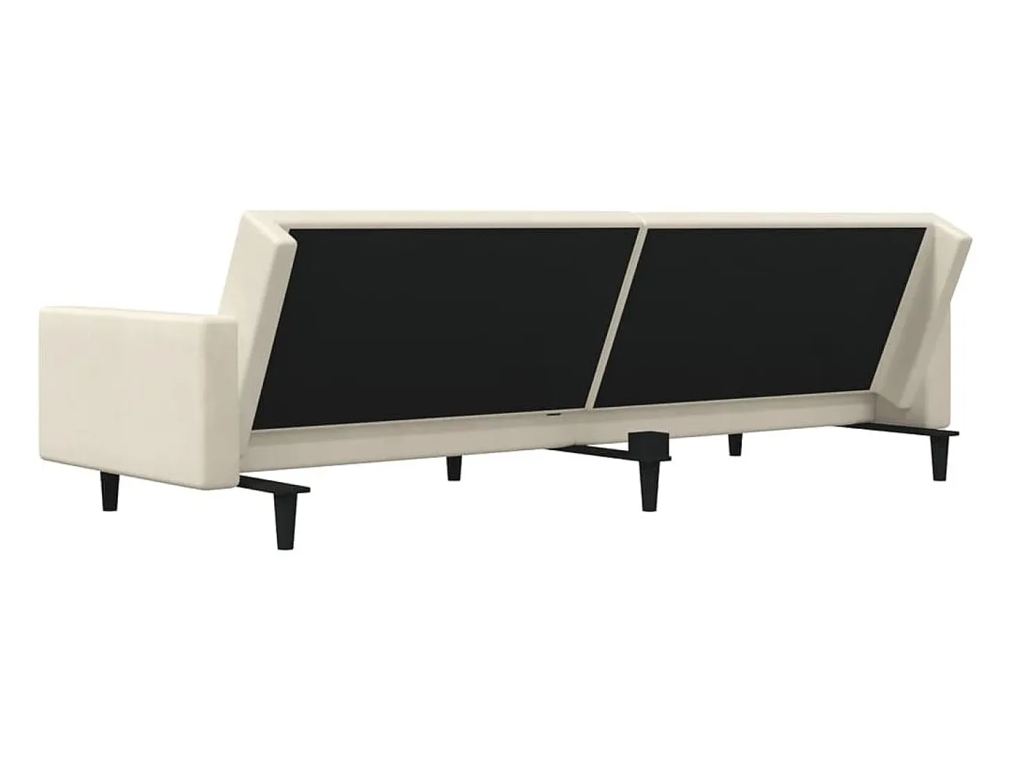 Sofá cama de 2 plazas con dos almohadas terciopelo color crema