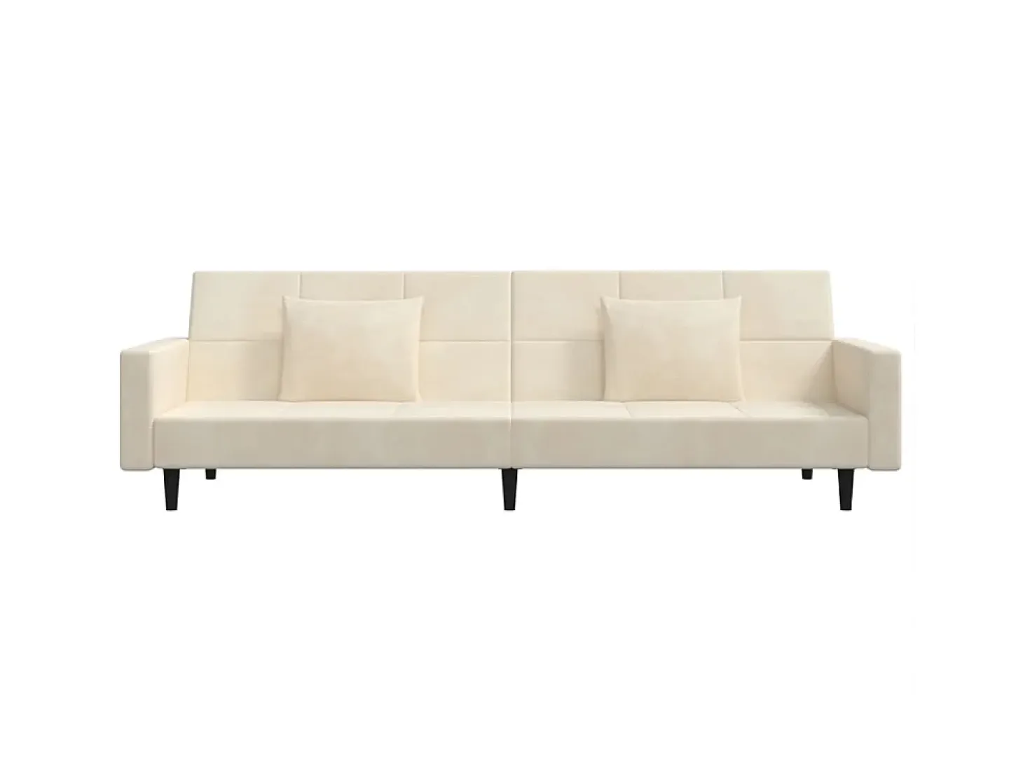 Sofá cama de 2 plazas con dos almohadas terciopelo color crema