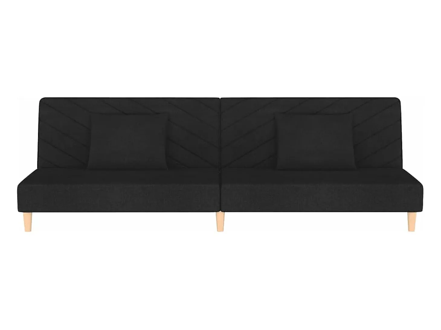 Sofá cama de 2 plazas con dos almohadas tela negro