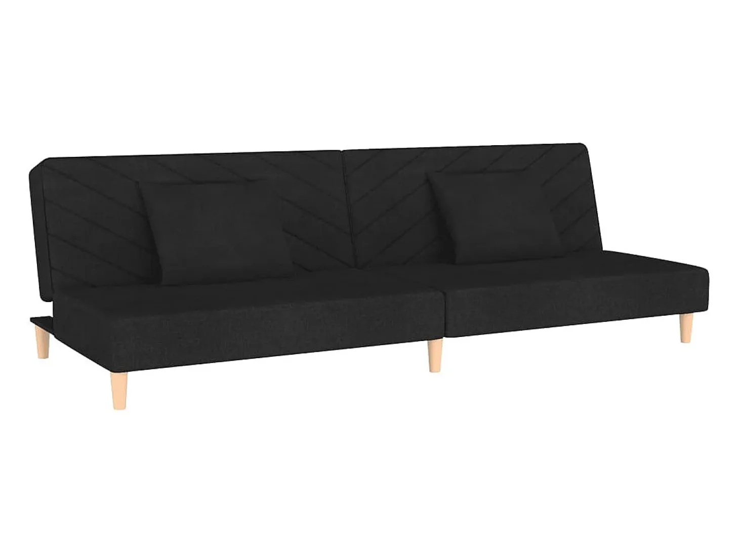 Sofá cama de 2 plazas con dos almohadas tela negro