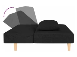 Sofá cama de 2 plazas con dos almohadas tela negro
