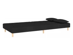 Sofá cama de 2 plazas con dos almohadas tela negro