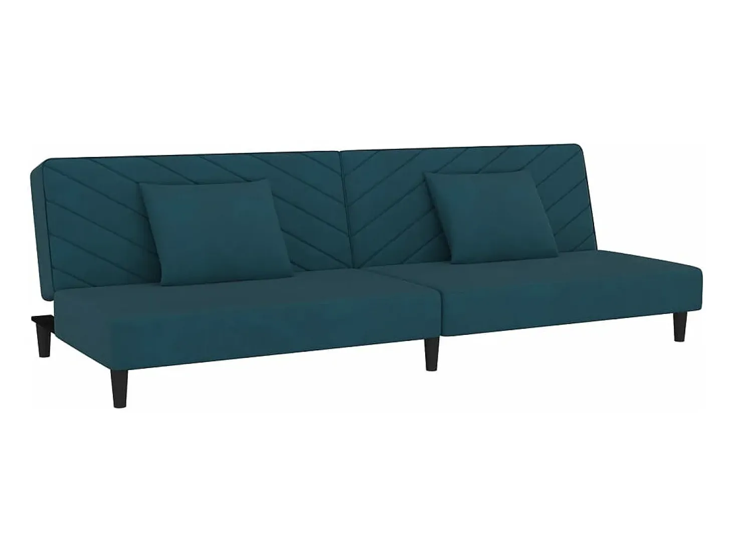 Sofá cama de 2 plazas con dos almohadas terciopelo azul